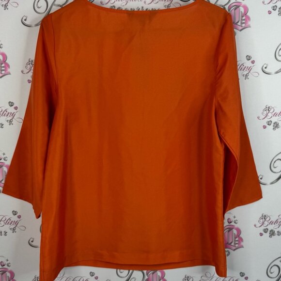 Yessica city top shirt Elegant Orange Blouse with Keyhole Detail - Picture 2 of 9